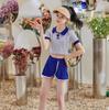 Traje de Banho Infantil Princesa Peça Única com Laço Fofo Tendência Praia Litoral Roupa de Banho Infantil Desenho Animado