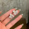 Pendientes de Encaje de Super Hada con Lazo y Perlas en Aguja de Plata 925, Pendientes de Lujo Ligero de Gama Alta, Pendientes de Diseño con Aguja de Plata 925