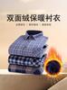 24 Invierno Nuevo Vellón de Doble Cara Forrado de Felpa Engrosado Camisa Cálida Camisa a Cuadros Atuendo de Invierno Camisa a Prueba de Frío para Papá