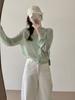 Camisa de Protección Solar para Mujer de Verano, Tejido de Bambú y Lino Delgado, Cuello Redondo, Elegante Lazo, Holgada y Adelgazante, Manga Larga