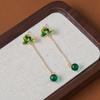 Pendientes de estilo chino retro con forma de corazón de loto de jaspe para mujer, elegantes y clásicos, con falda de cara de caballo de estilo antiguo Hanfu Cheongsam