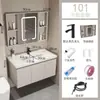 Conjunto de gabinete para lavatório de banheiro estilo creme para espaços pequenos, lavatório de cerâmica integrado para uso doméstico