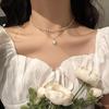 Collar de perlas de doble capa simple, estilo vintage, de bambú, suave, independiente, ligero y lujoso, cadena de clavícula moderna para mujer, joyería para el cuello