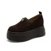 Mocasines de suela gruesa para aumentar la altura para mujer, estilo de verano para personas menudas, zapatos perezosos sin cordones, zapatos de vestir retro, modelo nuevo al por mayor