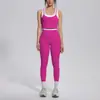 Nuevo conjunto de yoga a colorblock transfronterizo con tacto nude, casual y versátil, acanalado, de cintura alta, para ejercicio al aire libre, conjunto de seis piezas