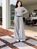 Pantalones de Pierna Ancha para Niña de Otoño e Invierno Sueltos Caídos de Cintura Alta Casuales Pantalones Deportivos Grises de Talla Mediana y Grande para Niños de Largo Completo
