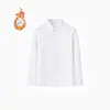 Camisa Branca Forrada com Fleece para Meninos, Fabricante com Estoque, Roupa de Performance Branca Espessa para Meninas Outono e Inverno, Camisa Térmica Infantil