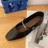 Zapatos Mary Jane retro de estilo francés en color marrón con tacón bajo, modelo nuevo 2026, zapatos planos de cuero para mujer con corte bajo y una sola tira