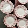 Prato de Sopa Linyi Cerâmica Francês Romântico Rosa Flor de Pêssego Bordado 6/7/ 8 polegadas Prato Louça Uso Doméstico Comércio Exterior Atacado