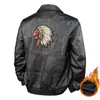 Chaqueta de Cuero Bordada para Hombre E-Commerce Chaqueta de Cuero Uniforme de Béisbol de Motociclista Chaqueta con Terciopelo Forro Piloto de la Fuerza Aérea Hombre Transfronterizo