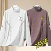 Tops de otoño e invierno con cuello semi-alto, forro polar de doble cara, capa interior ajustada de negocios, camiseta base cálida, camiseta de manga larga para hombre