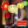 Novo estilo chinês estilo antigo criativo lanterna redonda tecido Buddha Hall Tea Room Zen Restaurante Iluminação Tecido Lanterna Decoração Suspensa