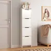 Novo armário de sapatos flip-door de três e quatro camadas ultrafino para uso doméstico, armazenamento estreito atrás da porta, simples, prático e esteticamente agradável para a entrada