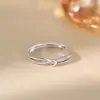 Anillo Cielo Estrellado de Plata Pura 999 para Mujer, Banda Lisa Versátil, Anillo para Dedo Índice, Diseño de Nicho, Joyería de Anillo Abierto