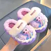 Chinelos de Algodão Disney Outono e Inverno para Meninas Quentes Mais Veludo Solado Grosso Pelo Casa Crianças Grandes Meninas Calcanhar Fechado Sapatos de Algodão