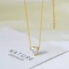Accesorios de Collar de Zirconia con Forma de Corazón de Acero de Titanio para la Costa, Cadena para Clavícula de Acero Inoxidable de Alta Gama para Mujer, Lujo Ligero, No se Desvanece