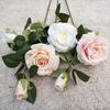 Haste Única com 2 Cabeças de Rosas Ophelia Artificiais, Flores Artificiais para Decoração de Casa, Fotografia, Arranjos Florais de Casamento e Flores Decorativas