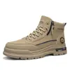 Botas Martin Retro Estilo Británico de Caña Alta para Hombre Otoño/Invierno Cremallera Lateral Suela Gruesa Antideslizantes Resistentes al Desgaste Botines de Trabajo para Exteriores