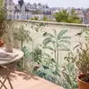 Cortina de privacidad para balcón de plantas tropicales vintage estilo francés, cortina de privacidad para villa, cortina a prueba de viento para barandilla de terraza, tela a prueba de lluvia anti-miradas indiscretas