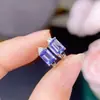 Hebilla de oreja de tanzanita natural, encantador cuerpo morado de malla completa, plata 925, incrustación Seiko de piedra principal 4*6mm, tanzanita natural