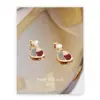 Pendientes de Plata S925 con Aguja de Plata Perla de Agua Dulce Cultivada Aceite Pintura al Óleo Retro Francés Combinación de Colores Moda Joyería de Moda para Mujer