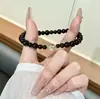 Pulsera de pareja para aniversario y mejor amigo, con cristal blanco natural, ágata roja y obsidiana negra, un accesorio versátil para el uso diario