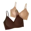 Sutiã push-up de tecido escovado sem costura para outono e inverno para mulheres, com alças finas, design pull-over, construção leve e design de suporte sem aro para seios pequenos, proporcionando calor e conforto