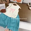 Conjunto de Chaleco de Verano para Niñas Nuevo y Moderno Conjunto de Verano para Bebés Niñas, Pantalones Anchos para Niños Conjunto de Dos Piezas para Exportación