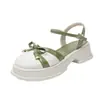 Sandalias de plataforma para mujer estilo hada con suela gruesa y lazo, adecuadas para combinar con faldas, que aumentan la altura, para mujeres menudas, adecuadas para usar al aire libre