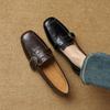 Mocasines de Piel de Oveja Texturizada Estilo Británico para Viajar Primavera 2025 Tacón Bajo Grueso Puntera Cuadrada Piel Capa Única con Hebilla para Mujer
