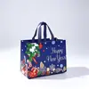 Novas Sacolas de Presente de Natal com Estampa Dourada de Comércio Exterior em Estoque, Sacolas Tote de Tecido Não Tecido com Estampa Colorida de Personagens do Papai Noel