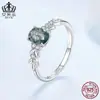 Anillo Aiful de Ágata Natural Piedra Principal Plata de Ley S925 Chapado en Oro Blanco Anillo de Moda Joyería Joyería para Mujer Joyería para Manos