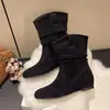 Botas Planas Redondas para Mujer 2026 Otoño/Invierno, que Aumentan la Altura, Botas Apilables, Botas Vaqueras de Media Caña, Botines que Aumentan la Altura 2623-1