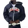 Moletom de Fleece 2026 com Zíper Completo, Design Gratuito, Processamento Gratuito, Transferência Térmica 2D, Padrões de Letras Impressos em 3D