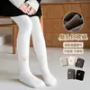 Medias para niños, otoño e invierno, forro polar, lazo dorado, rayas gruesas, leggings para niñas, calcetines finos de terciopelo cepillado, venta al por mayor