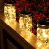 Lámpara de Bola Colgante LED Tarro de Masón Lámpara de Pared Solar Lámpara de Cielo Estrellado para Patio Lámpara de Proyección Tapón de Botella Cadena de Luces Impermeable IP67