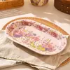 Juego de Vajilla de Cerámica con Forma de Flor, Juego de Platos, Plato de Mesa para el Hogar, Palillos, Cuchara, Plato Hondo, Juego de Vajilla de Cerámica Esmaltada