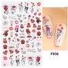 Pegatinas de uñas transfronterizas para el Día de San Valentín, pequeñas pegatinas blancas con diseño de personas que aman la espalda, calcomanías creativas de dibujos animados para uñas.