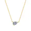 Collar de Plata de Ley S925 con Moissanita Forma de Gota de Agua Colgante Simple de Alta Gama Versátil Forma de Pera Cadena para Clavícula de Mujer Venta al por Mayor de Fábrica