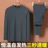 Conjunto de roupa íntima térmica autocalorável de inverno para homens, com gola média, top e calça de outono para usar por baixo e proteger do frio