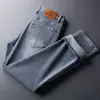 Jeans Azuis Retrô de Alta Qualidade para Homens, Novo Estilo Outono e Inverno 2025, Calças Masculinas Elásticas Retas Largas, Calças Masculinas de Tamanho Grande