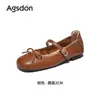 Zapatos Mary Jane de Suela Blanda Aogushi Deng para Mujer 2026 Otoño Nuevo Estilo Fondo Plano Lazo Combinación Faldas Zapatos de Ballet Pequeños de Cuero