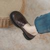 Loafers feminino 2023 outono novos sapatos femininos fundo grosso forrado de lã slip-on jk sapatos individuais aumentou sapatos de couro estilo britânico