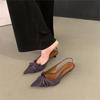 Zapatos de Tacón Alto de Aguja con Lazo Puntiagudo Francés para Mujer 2024 Nuevo Verano Elegantes Sandalias de Punta Socialité