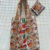 Nueva bolsa de compras plegable de dibujos animados 210D tamaño pequeño bolsa ecológica de poliéster tamaño pequeño bolsa de mano/hombro de dibujos animados
