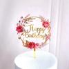 Plato para Pastel de Cumpleaños Acrílico Impresión a Color Flores Estilo Ins Fiesta de Bodas Fiesta Horneado Decoración Sombrero Adorno para Pastel