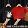 Camiseta de Algodão Puro Manga Curta para Meninas Verão 2025 Nova Solta Estilo Coreano Estilo Estrangeiro Crianças Verão Manga Meia Manga Meninas Médias e Grandes