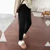 Calça Harem Cenoura Grossa de Lã Forrada Quente de Inverno Cor Sólida para Mulheres, Petite Solta Casual com Bolso Calça de Vovó Calça de Moletom