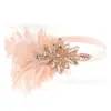 Tiara de penas europeia e americana com strass e brocal para Halloween, baile de máscaras, carnaval, acessórios de cabeça, faixa de cabeça