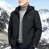 2026 Invierno Estilo Papá de Mediana Edad y Mayor Moda de Negocios Casual Versátil Color Sólido Con Capucha Moda Chaqueta Abrigo Cálida Acolchada de Algodón